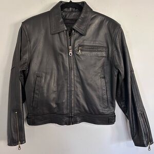 Force Leather Jacket Women’s Small Black Moto Biker Thinsulate Lined Vintage